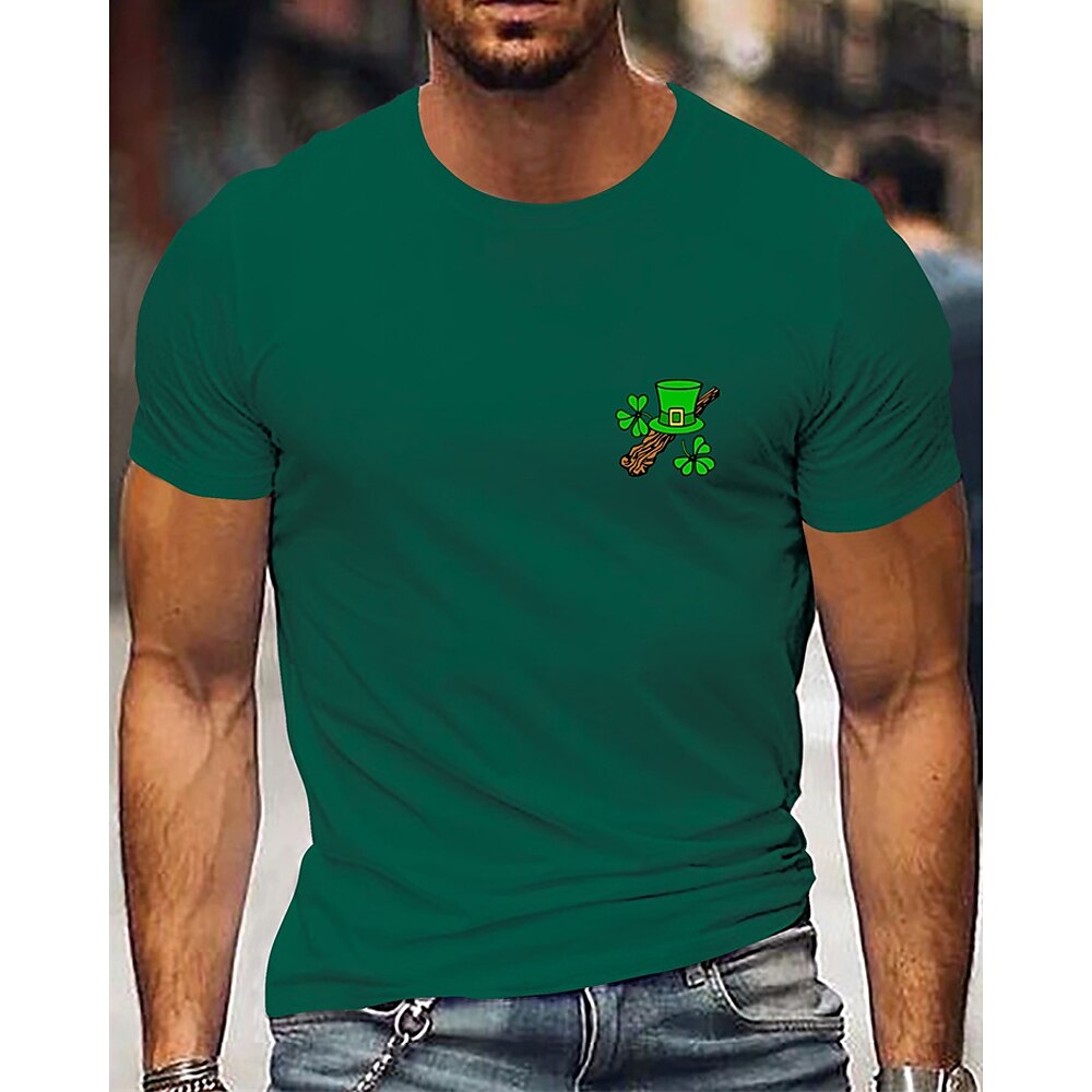 Herren T Shirt Tee Kurzarm-Shirt T-Shirt Kleeblatt Rundhalsausschnitt Urlaub Strasse Kurzarm Bedruckt Bekleidung Modisch Designer Basic Lightinthebox