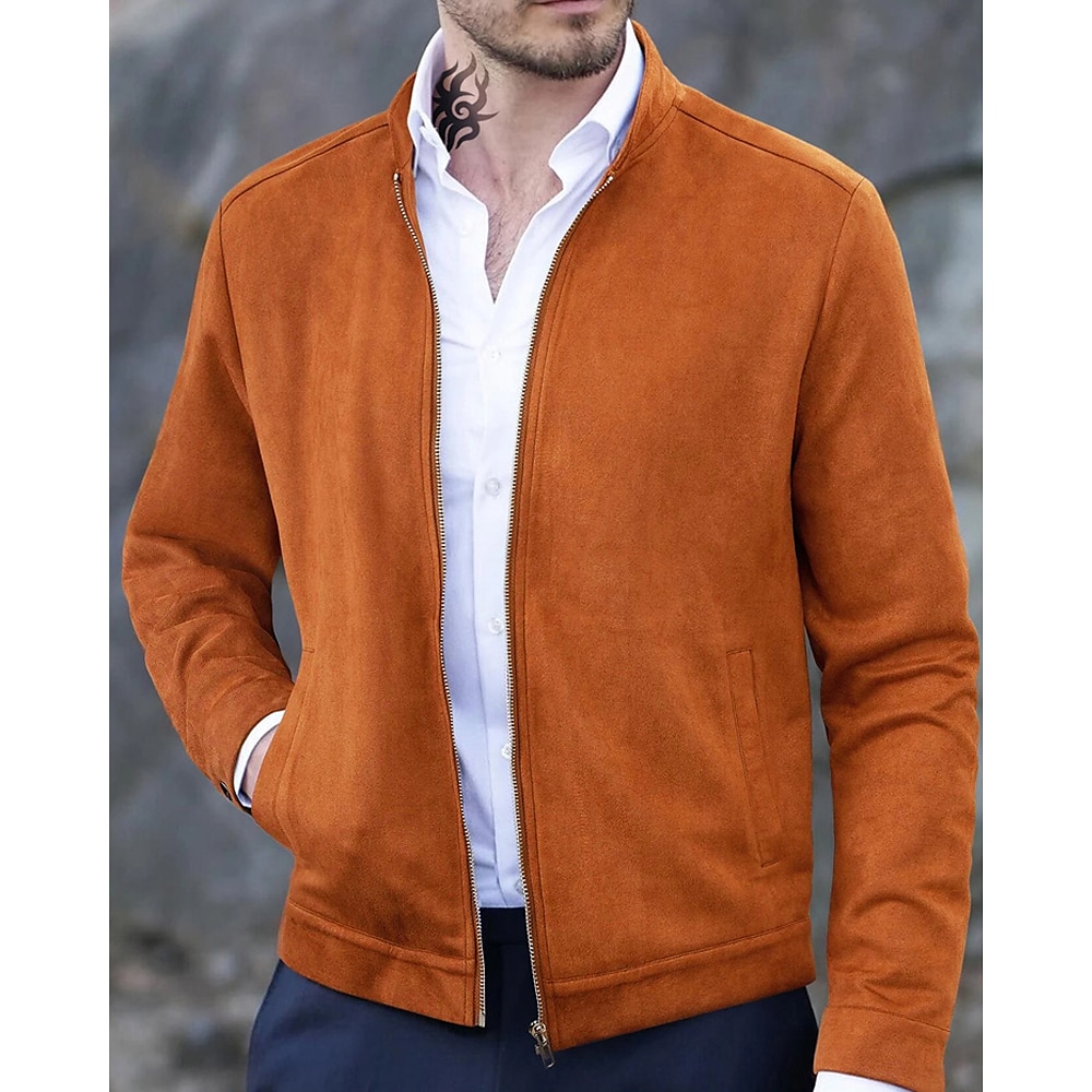 Herren Leichte Jacke Freizeitjacke Urlaub Täglich Wasserdicht Tasche Herbst Winter Glatt Modisch Klassisch Ständer Standard Schwarz Marineblau Orange Kaffee Jacken Lightinthebox