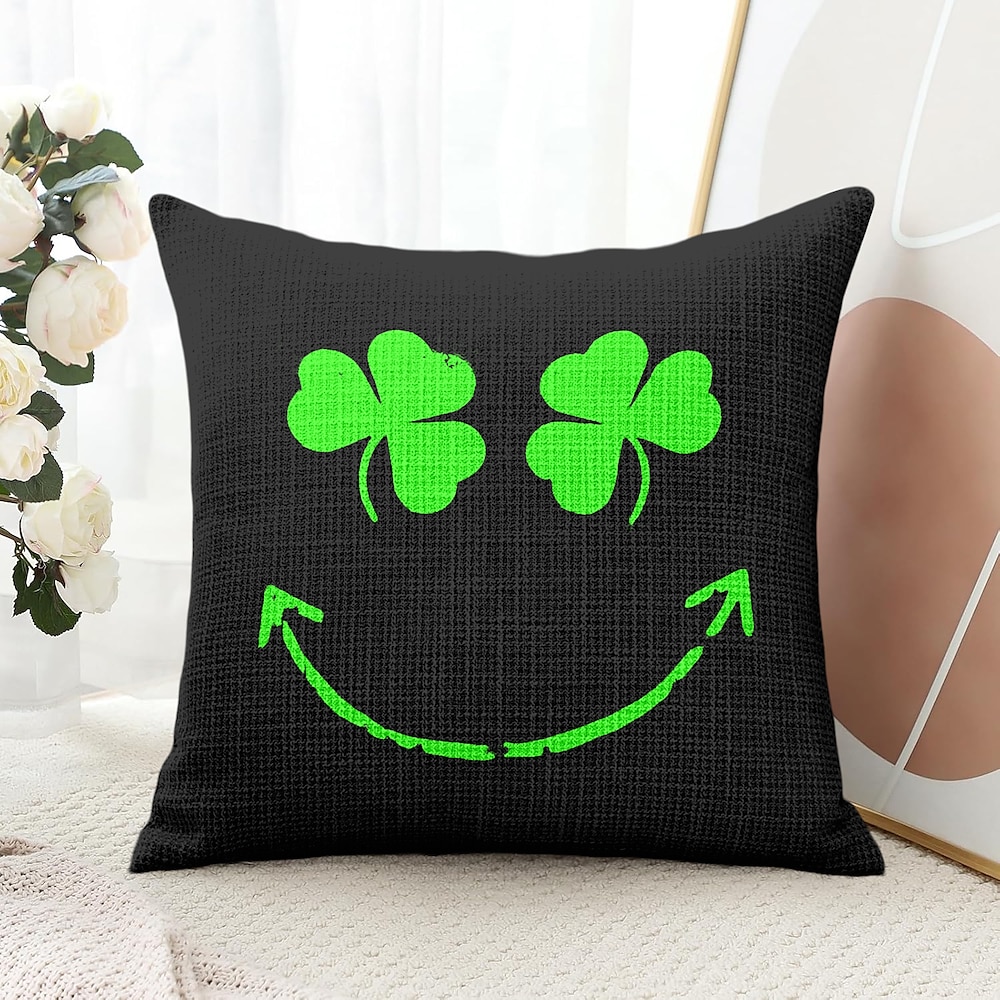 Dekorativer Kissenbezug zum St. Patrick's Day, 1 Stück, Kleeblätter, irisches Glückssymbol, weicher quadratischer Sofakissenbezug für Schlafzimmer, Wohnzimmer, Sofa, Stuhl Lightinthebox