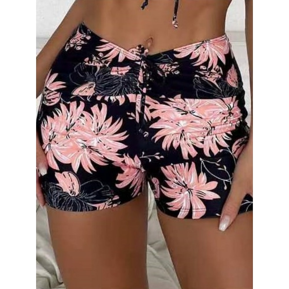 Damen Badeanzug Dehnbare Boxershorts Bademode Hohe Taillenlinie Urlaub Strandbekleidung Blumen Ärmellos Badeanzüge Lightinthebox