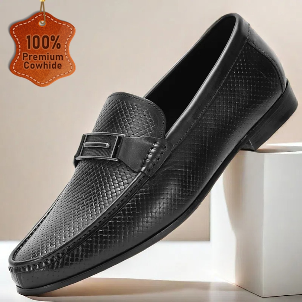 Herren Loafer Slip On Formale Schuhe Abendschuhe Leder Italienisches vollnarbiges Rindsleder Komfortabel Rutschfest Halbschuhe Schwarz Lightinthebox