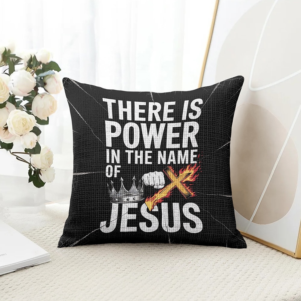 Dekorativer Kissenbezug mit Jesus-Motiv, 1 Stück, weicher, quadratischer Couchkissenbezug für Schlafzimmer, Wohnzimmer, Sofa, Stuhl, christliches Geschenk Lightinthebox