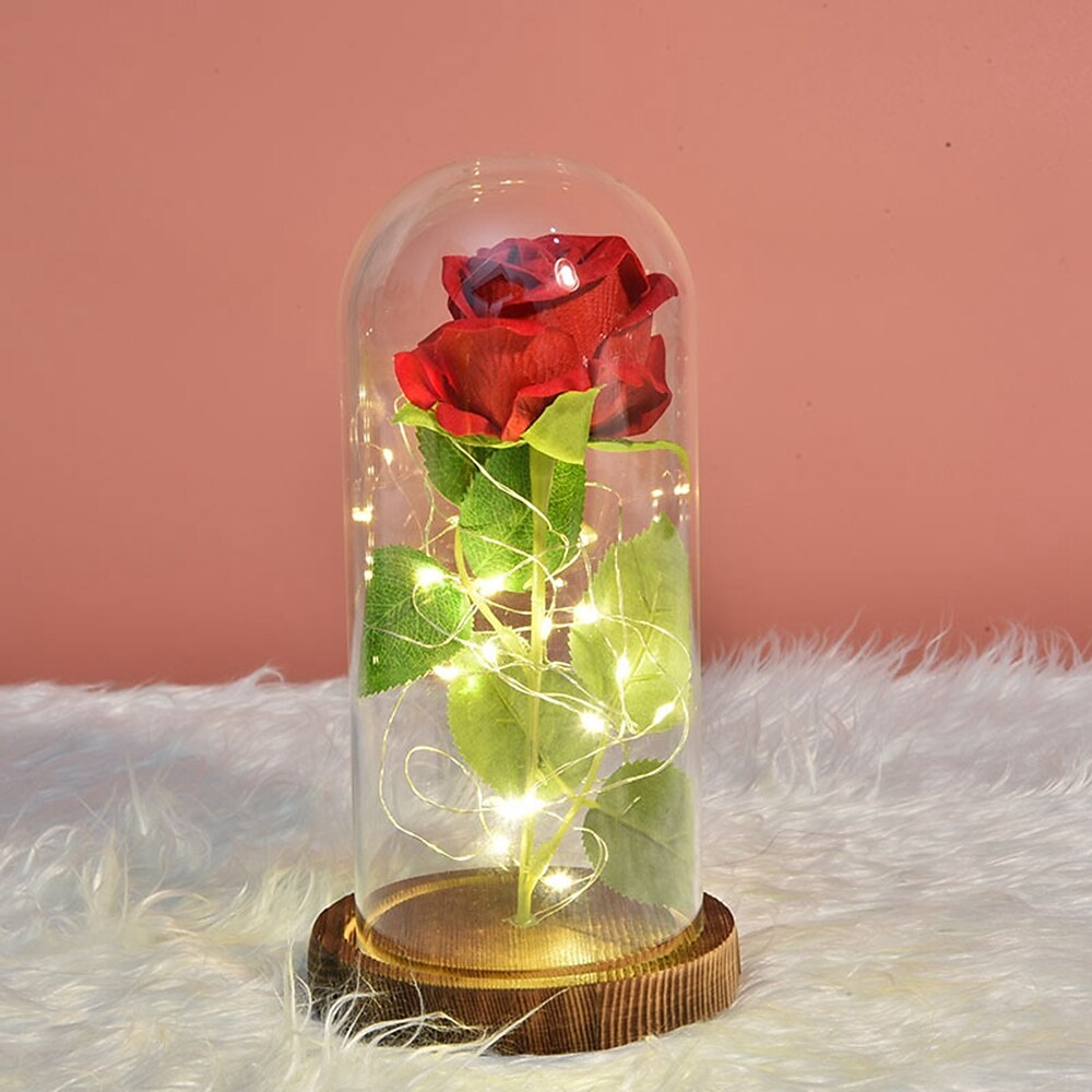 Simulierte Rose 24 Karat Goldfolie Rose Glas LED-Licht Valentinstag Weihnachtsgeschenk Lightinthebox