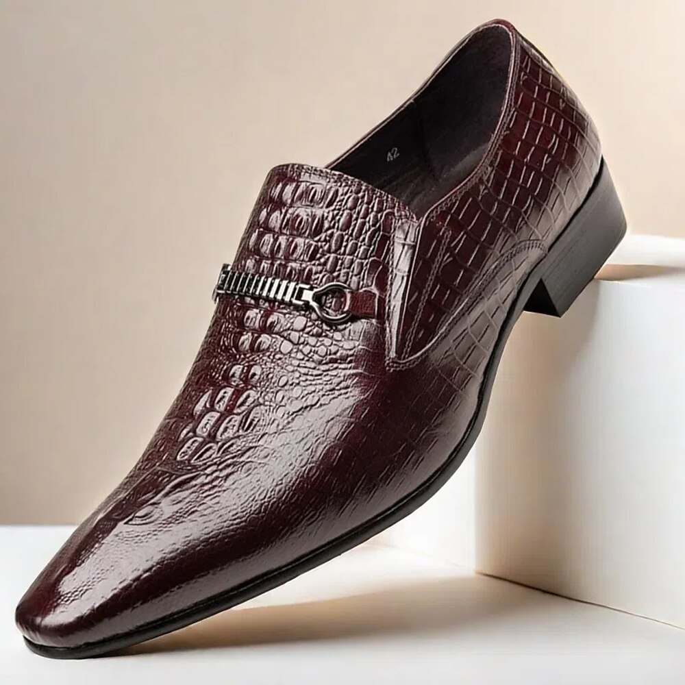 Herren Loafer aus Kunstleder mit Krokoprägung - elegante Schlupfschuhe mit Metallschnalle für Business und formelle Anlässe Lightinthebox