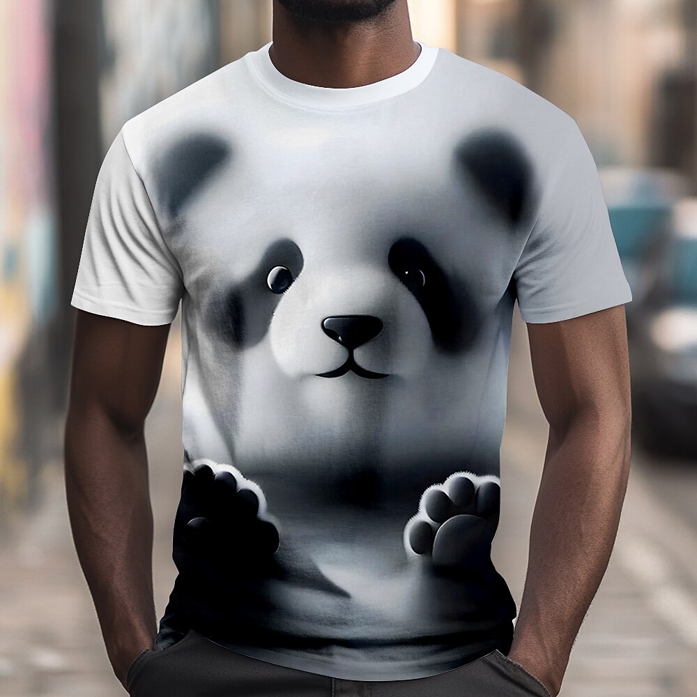 Herren Panda Lustig T Shirt Kurzarm T-Shirt 3D-Druck Rundhalsausschnitt Hemd Übertrieben Designer Party Festtage Weiß Sommer Frühling Bekleidung S M L XL XXL XXXL Lightinthebox