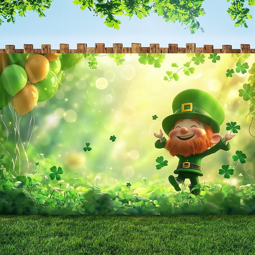 St. Patricks Day Wandteppich Kleeblätter Ballon Wandkunst großer Wandteppich Wanddeko Fotografie Kulisse Decke Vorhang Home Schlafzimmer Wohnzimmer Dekoration Lightinthebox