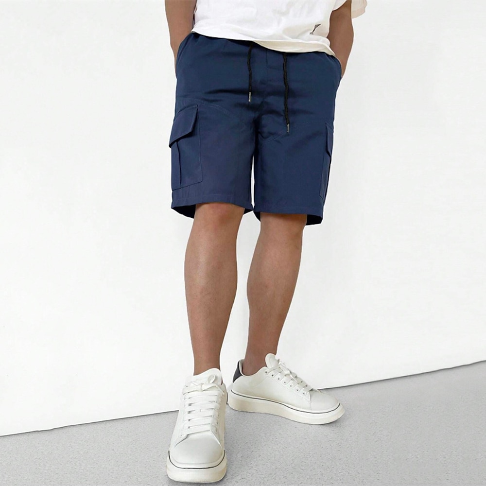 Herren Cargo Shorts Kurze Hosen Shorts Kurze Hosen Kordelzug Elastische Taille Multi Pocket Glatt tragbar Kurz Outdoor Täglich Campen und Wandern Modisch Klassisch Schwarz Armeegrün Lightinthebox