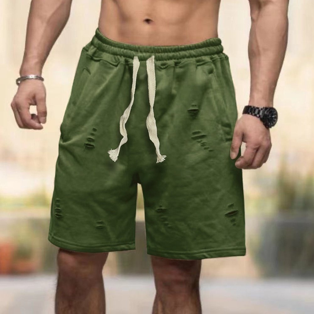 Herren Sweatshorts Kurze Hose Shorts Kurze Hosen Sommer-Shorts Tasche Kordelzug Elastische Taille Glatt Komfort Knielänge Sports Outdoor Täglich Ausgehen Modisch Brautkleider schlicht Schwarz Lightinthebox