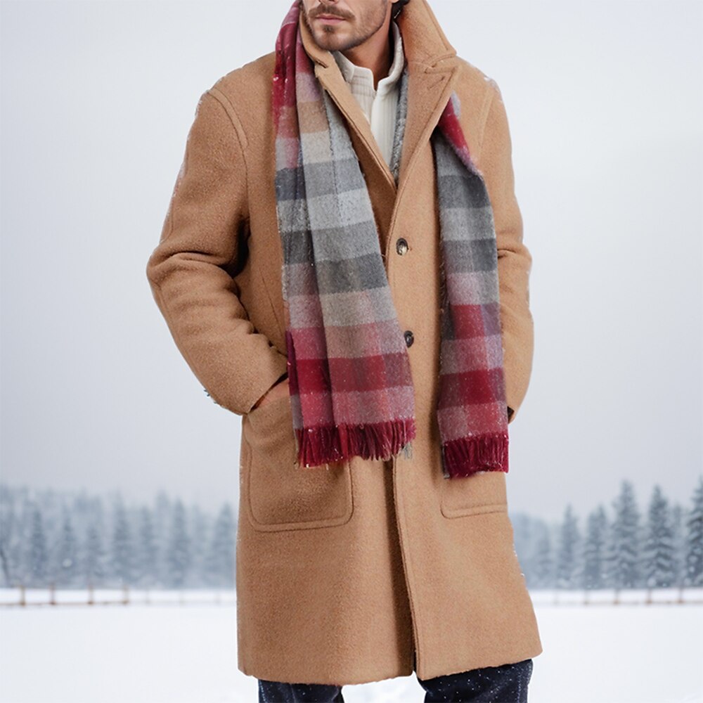 Herren Mantel Trenchcoat Langer Trenchcoat Urlaub Täglich Herbst Winter 95% Polyester 5% Baumwolle Windundurchlässig warm halten Oberbekleidung Bekleidung Modisch Klassisch Glatt Tasche Kargen Lightinthebox