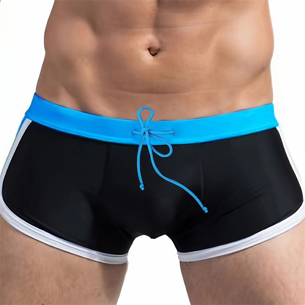 Herren Bademode Surfshorts Badehose Schwimmshorts kurz Spandex Bademode Unten Kordelzug Schwimmen Surfen Strand Wassersport Patchwork Sommer Frühling Lightinthebox
