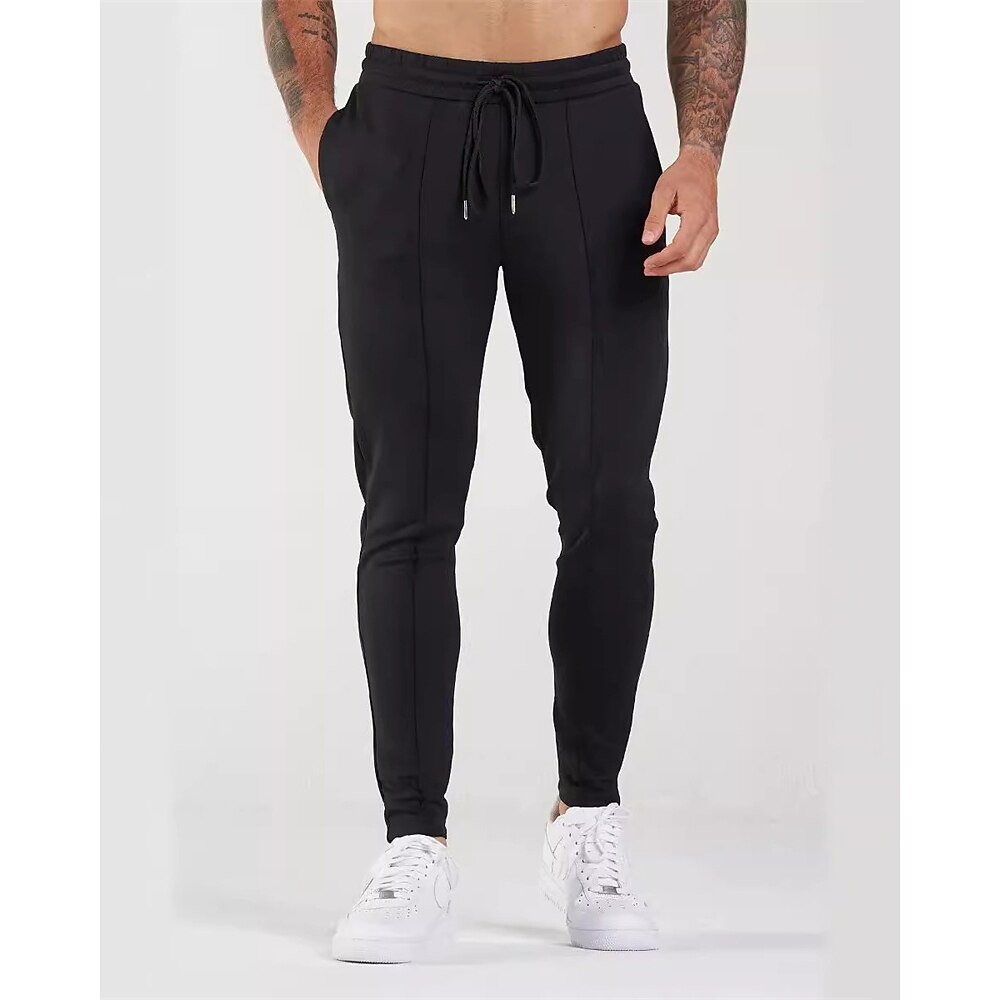 Herren Eng Hose Hosen Chinesisch Chino Tasche Kordelzug Elastische Taille Feste Farbe Komfort Formal Arbeit Täglich Modisch Klassicher Stil Schwarz Dunkelblau Mikro-elastisch Lightinthebox