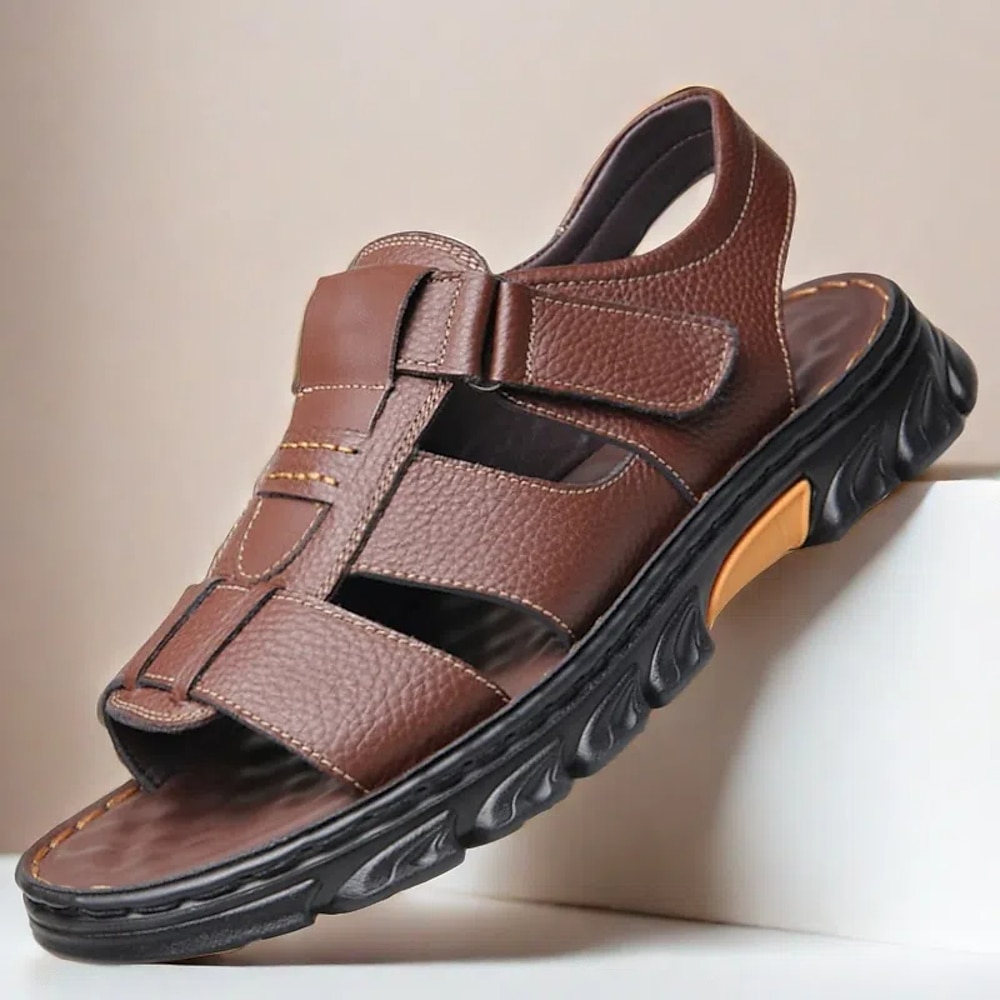 Braune Sandalen aus Kunstleder für Herren - verstellbare Riemen, rutschfeste Sohle und atmungsaktives Design für den Sommer im Freien und die Freizeit Lightinthebox