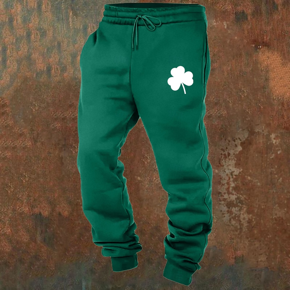 Herren Sportliche Hosen Jogginghose Trainingshose Jogginghose Jogger Hose Hosen Tasche Kordelzug Elastische Taille Vierblättriges Kleeblatt Komfort Outdoor St.Patrick's Day Täglich Modisch Lightinthebox