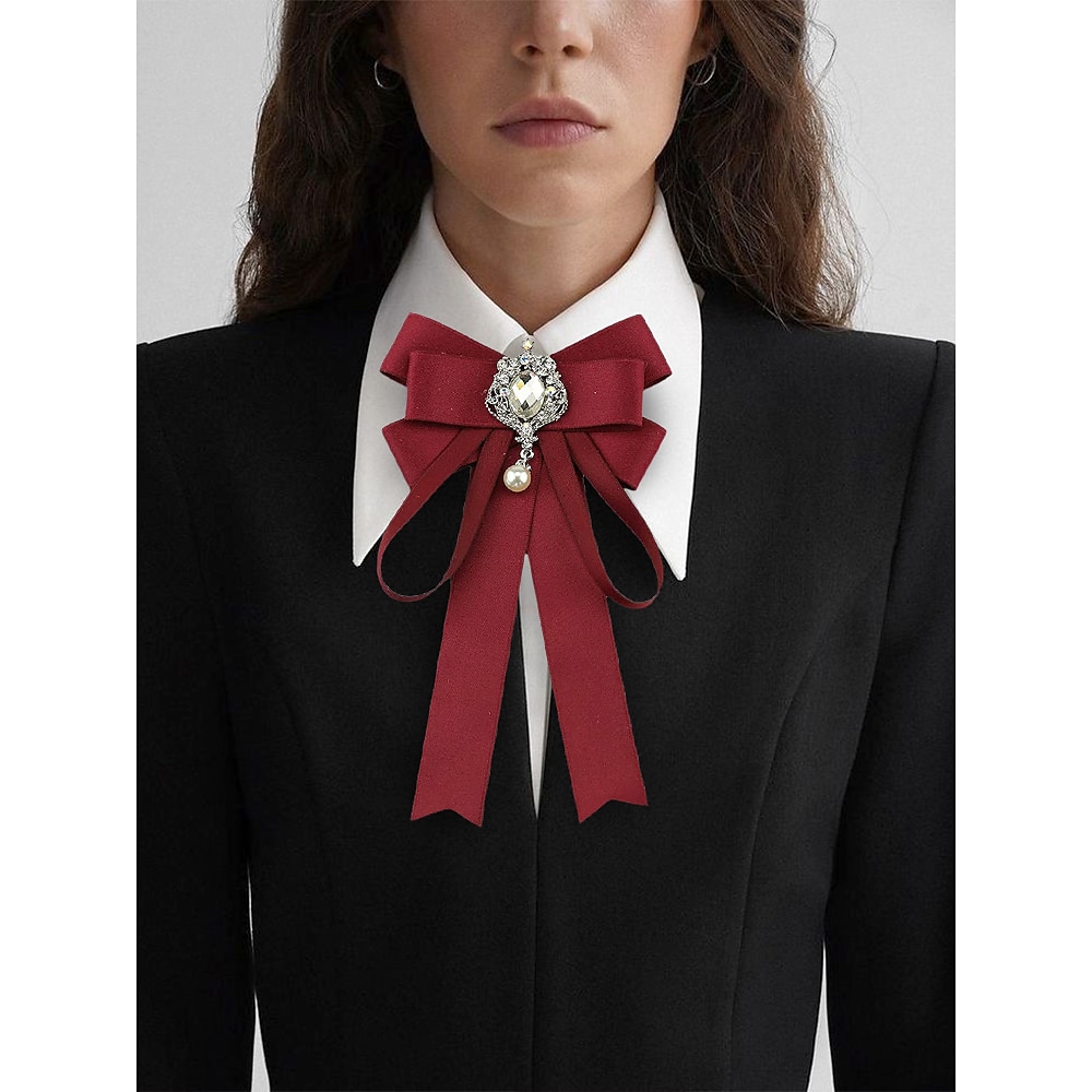 elegante burgunderfarbene Fliege mit Juwelenanhänger - Damenaccessoire im viktorianischen Stil für formelle Anlässe, Hochzeiten und Cosplay Lightinthebox