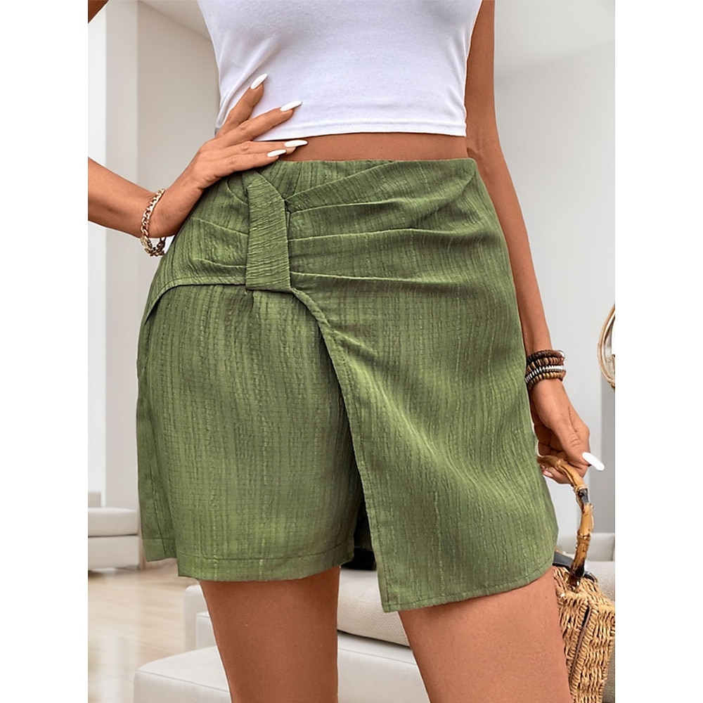 Damen Chinesisch Chino Skort Schmetterlings-Shorts Modisch Strassenmode Kurz Hoher Taillenbund Glatt Bequem Weich Komfortabel Mikro-elastisch Outdoor Strasse Grün Sommer Regular Fit Lightinthebox