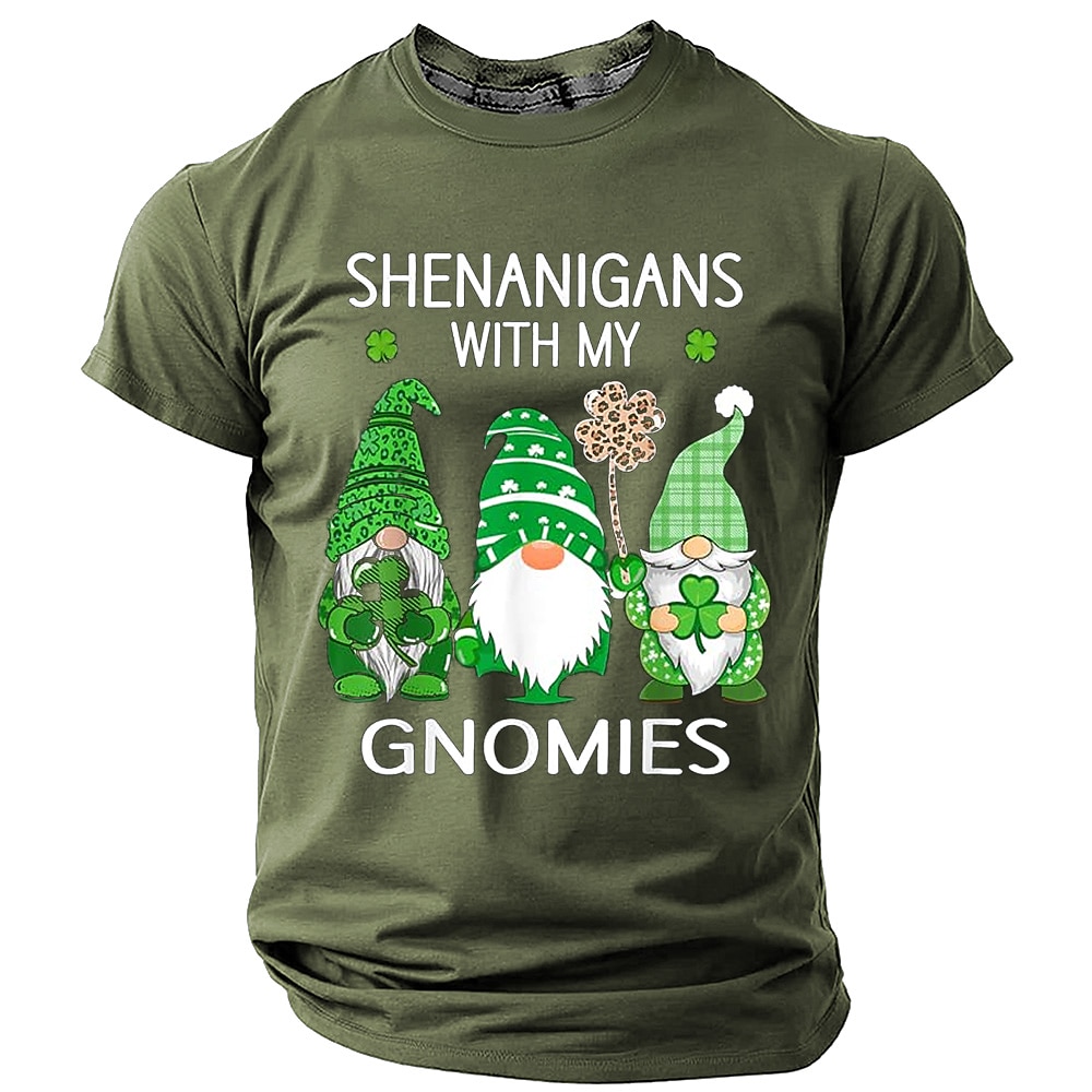 St. Patrick Herren Kleeblatt Glückliche Iren T Shirt Kurzarm T-Shirt 3D-Druck Rundhalsausschnitt Hemd Designer Brautkleider schlicht Party Festtage Klub Schwarz Grün Grau Sommer Frühling Bekleidung S Lightinthebox