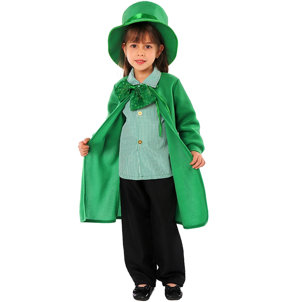 St. Patrick's Day Clover irisch Faschingskostüme Cosplay Kostüm Mützen Umhang Kinder Mädchen Cosplay Leistung Party Bühne Halloween Karneval St. Patricks Day Einfaches Karnevalskostüm Lightinthebox