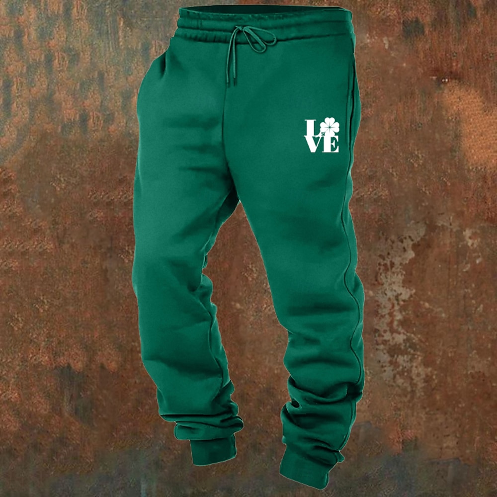 Herren Sportliche Hosen Jogginghose Trainingshose Jogginghose Jogger Hose Hosen Tasche Kordelzug Elastische Taille Vierblättriges Kleeblatt Komfort Outdoor St.Patrick's Day Täglich Modisch Lightinthebox