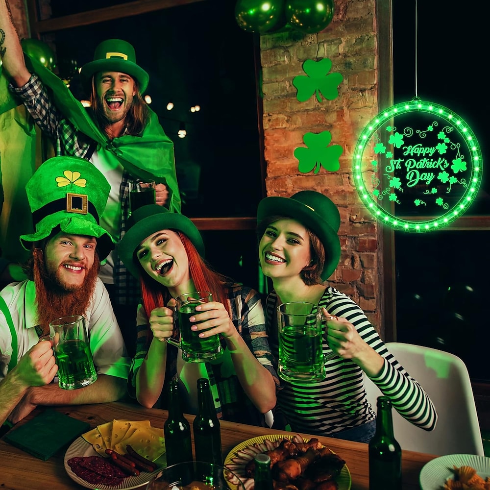 1 Stück dekoratives Fensterlicht zum St. Patrick's Day, AAA-Batteriebetriebenes Hängelicht mit Saugnapf, dekoratives Licht für irische Festivals Lightinthebox