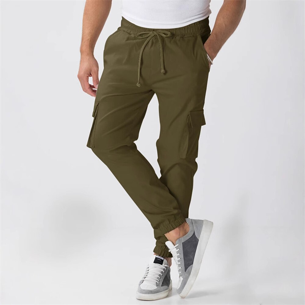 Herren Cargohose Cargohosen Jogginghose Jogger Hose Hosen Kordelzug Elastische Taille Multi Pocket Glatt tragbar Outdoor Täglich Campen und Wandern Modisch Klassisch Armeegrün Schwarz Lightinthebox