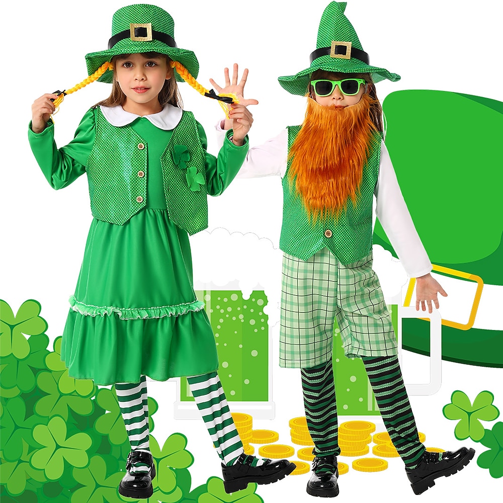 Clover irisch Faschingskostüme Gruppe Austattungen Cosplay Perücken Kinder Jungen Mädchen Cosplay Karnival Leistung Bühne Halloween Karneval St. Patricks Day Einfaches Karnevalskostüm Lightinthebox