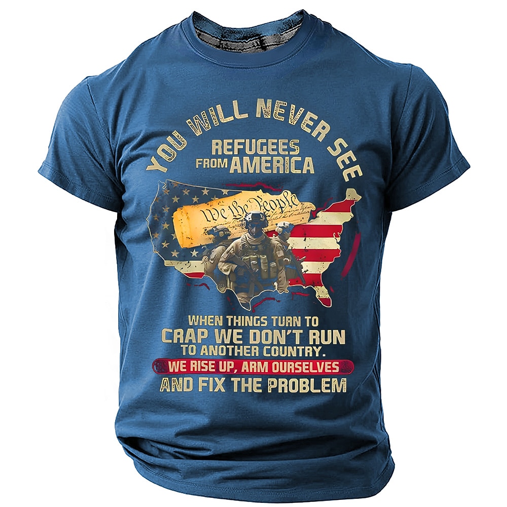 Herren Veteranen T Shirt Kurzarm T-Shirt 3D-Druck Rundhalsausschnitt Hemd Täglich Militär Strasse Täglich Schwarz Blau Grün Sommer Frühling Bekleidung S M L XL XXL XXXL Lightinthebox