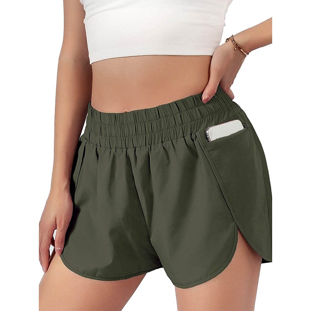 Damen Chinesisch Chino Shorts Kurze Hosen Modisch Strassenmode Kurz Hoher Taillenbund Glatt Tasche Elastischer Bund Bequem Weich Komfortabel Mikro-elastisch Outdoor Strasse Schwarz Wein Purpur Grün Lightinthebox