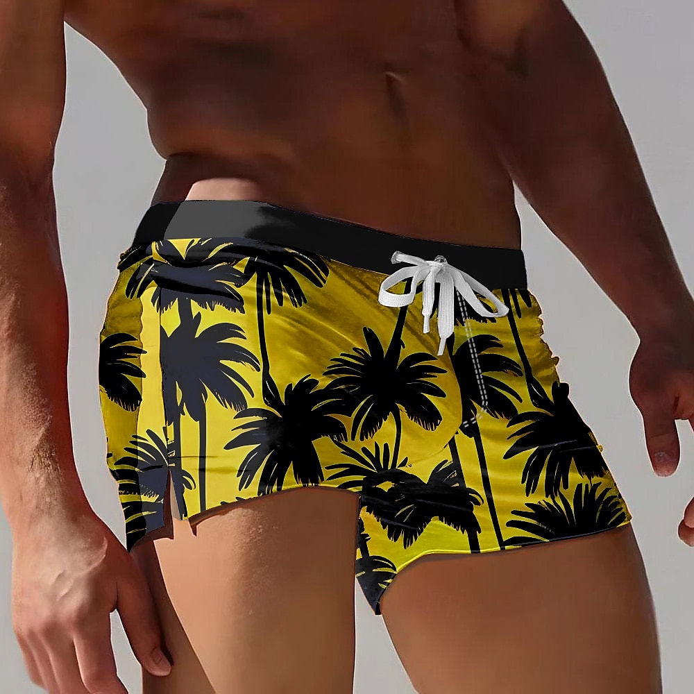 Herren Kokosnussbaum Tropische Pflanzen Badeshorts Boardshorts Badeshorts Bademode Mittlere Taillenlinie 3D-Druck Hawaiianisch Surfen Festtage Strand Kordelzug mit Mesh-Futter Elastische Taille Lightinthebox