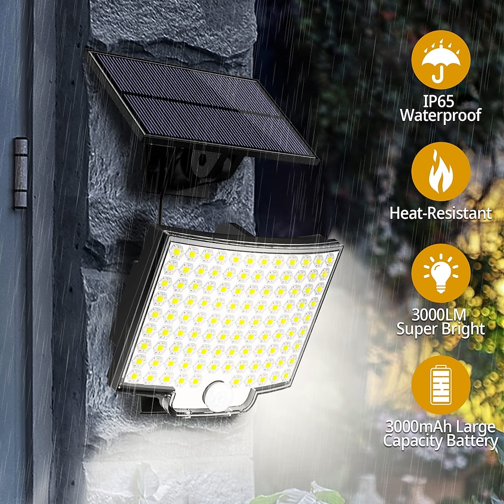 1 pc Outdoor Solar Wandleuchte 106 LED Perlen Bewegungssensor Flutlicht Fernbedienung sicher IP65 wasserdicht Balkon Hof Garten Garage Beleuchtung Lightinthebox