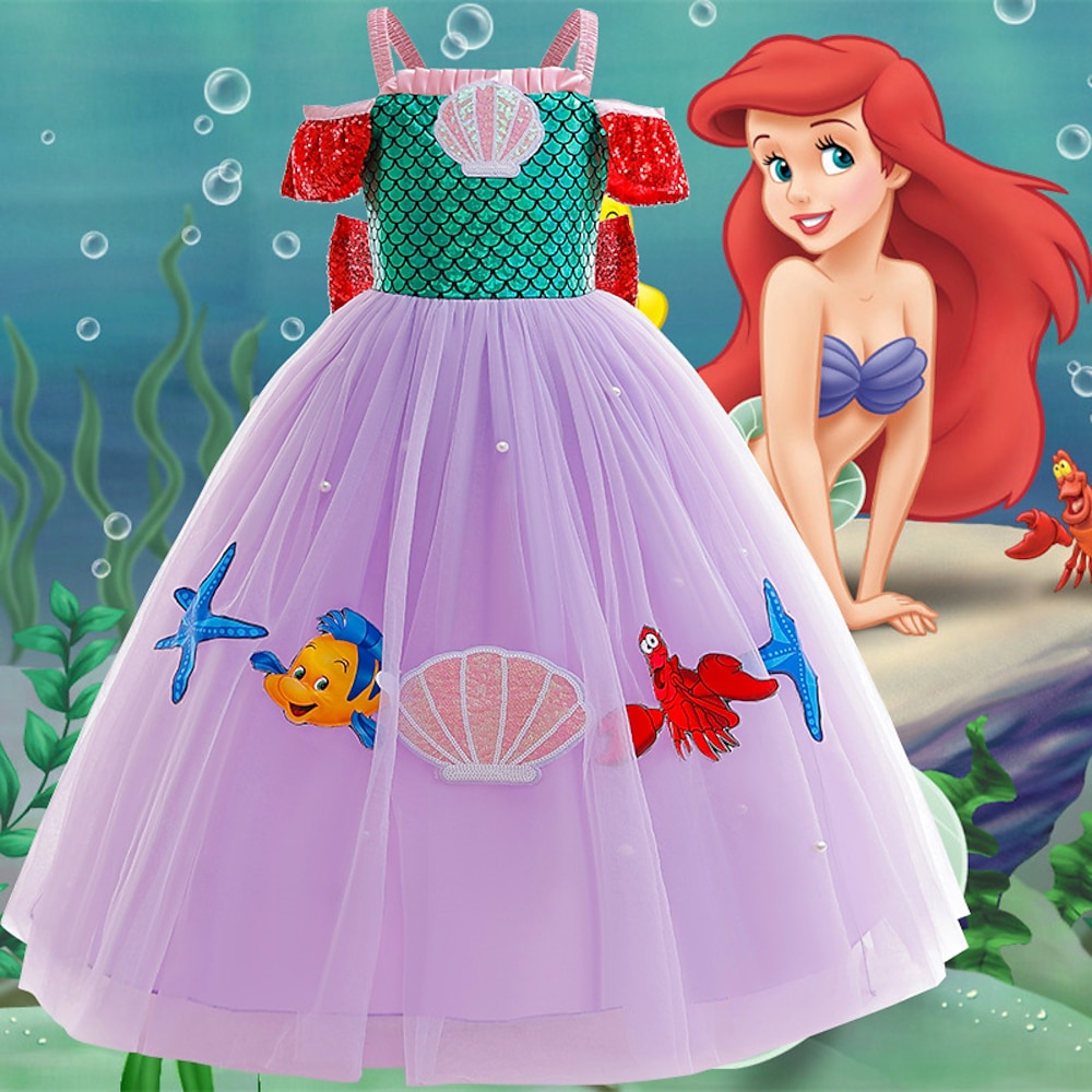 Kleine Meerjungfrau Prinzessin Ariel Aqua Princess Kleid Kostüm Blumenmädchen Kleid Mädchen Film Cosplay Kostüme zum Thema Film und Fernsehen Karneval Welttag des Buches Leistung Veranstaltung / Fest Lightinthebox