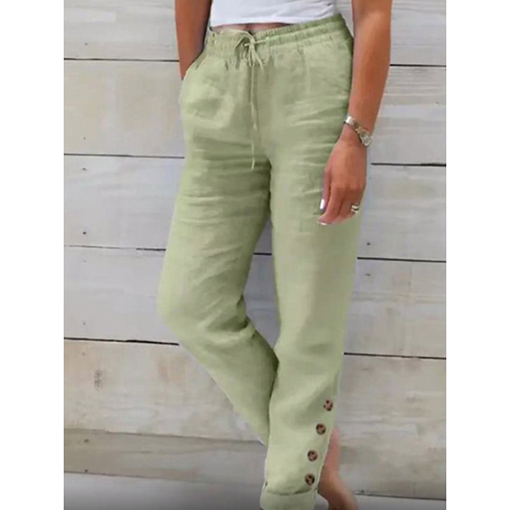 Damen Chinesisch Chino Modisch Strassenmode Basic In voller Länge Mittlere Taillenlinie Glatt Tasche Kordelzug Komfort Draussen Mikro-elastisch Urlaub Strasse Täglich Grau Weiß Hellgrün Himmelblau Lightinthebox