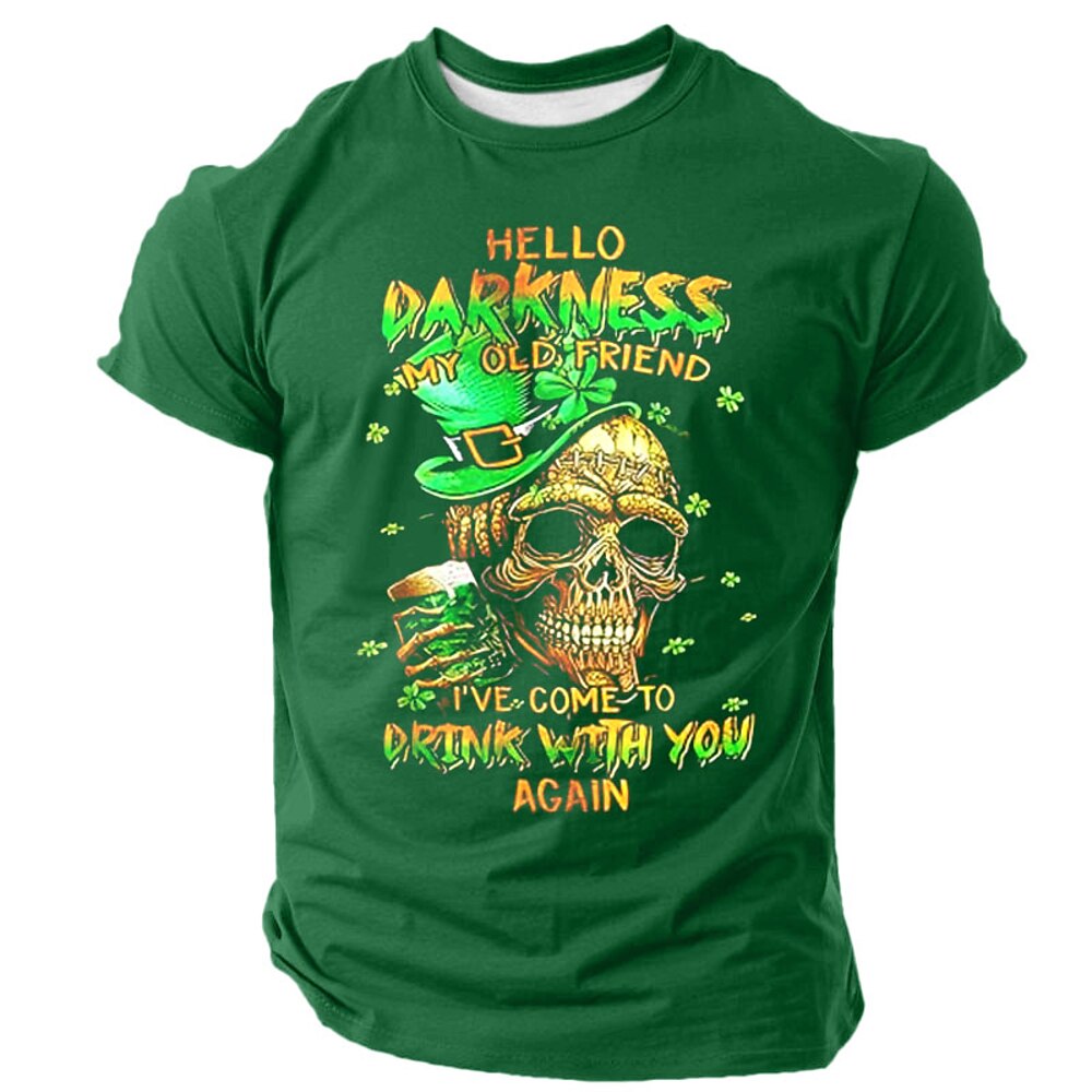 St. Patrick Herren Kleeblatt Glückliche Iren T Shirt Kurzarm T-Shirt 3D-Druck Rundhalsausschnitt Hemd Designer Brautkleider schlicht Party Festtage Klub Weiß Grün Armeegrün Sommer Frühling Bekleidung Lightinthebox