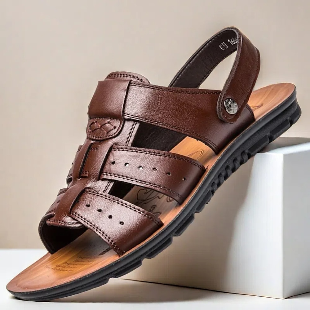 braune Gladiatorsandalen aus Kunstleder für Herren - offenes Design mit verstellbarem Riemen, bequeme Sohle für Freizeit- und Outdoor-Kleidung Lightinthebox