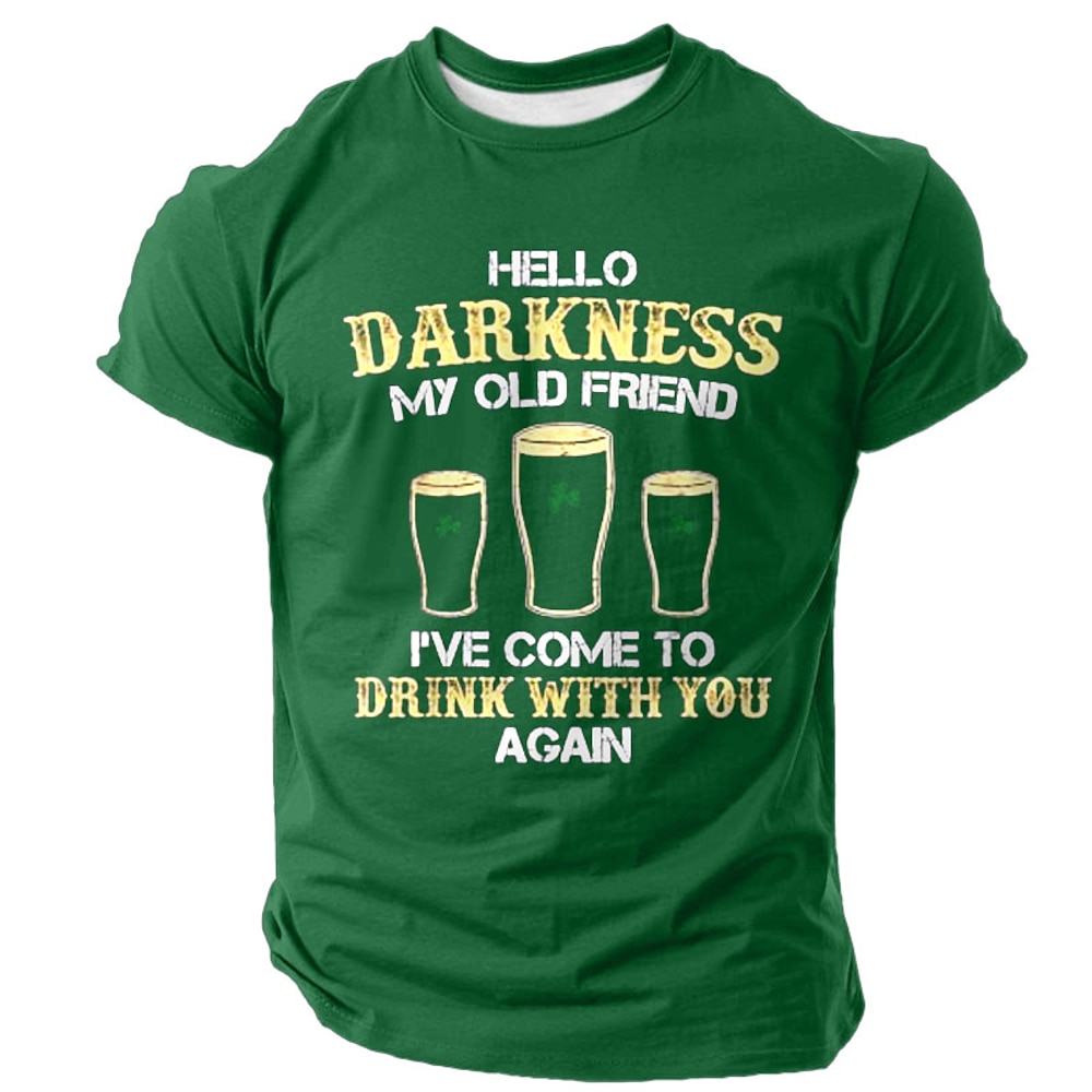 St. Patrick Herren Kleeblatt Glückliche Iren T Shirt Kurzarm T-Shirt 3D-Druck Rundhalsausschnitt Hemd Designer Brautkleider schlicht Party Festtage Klub Weiß Grün Armeegrün Sommer Frühling Bekleidung Lightinthebox