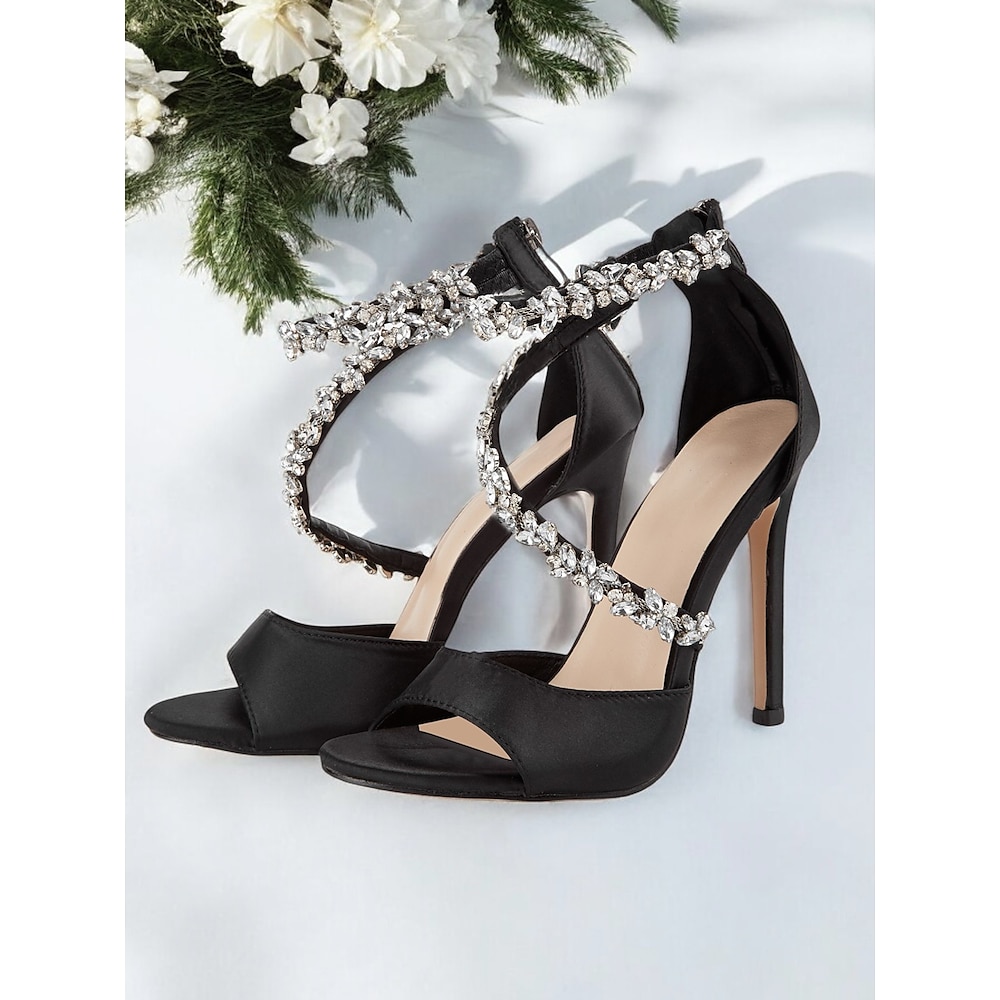 Damen-Stilettos mit Strasssteinen - elegante offene Hochzeitssandalen für Bräute und formelle Anlässe Lightinthebox