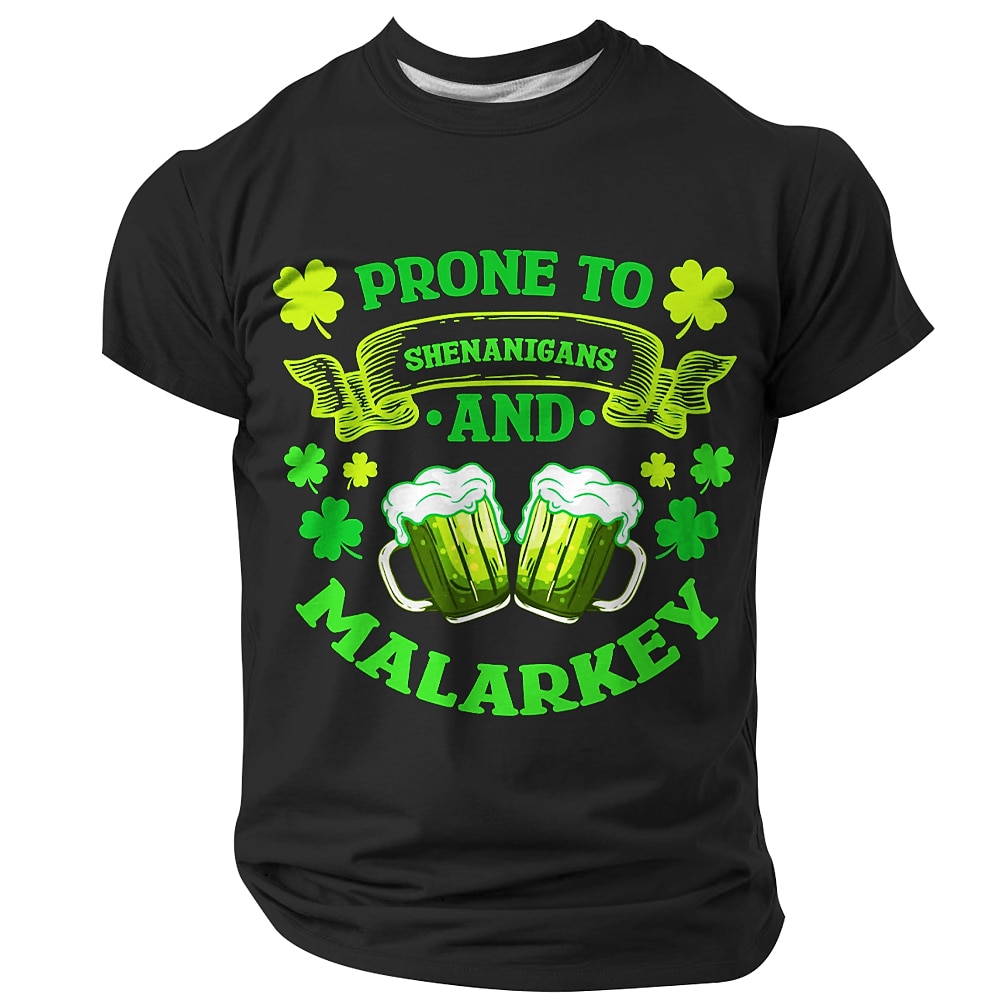 St. Patrick Herren Kleeblatt Glückliche Iren T Shirt Kurzarm T-Shirt 3D-Druck Rundhalsausschnitt Hemd Designer Brautkleider schlicht Party Festtage Klub Schwarz Blau Orange Sommer Frühling Bekleidung Lightinthebox