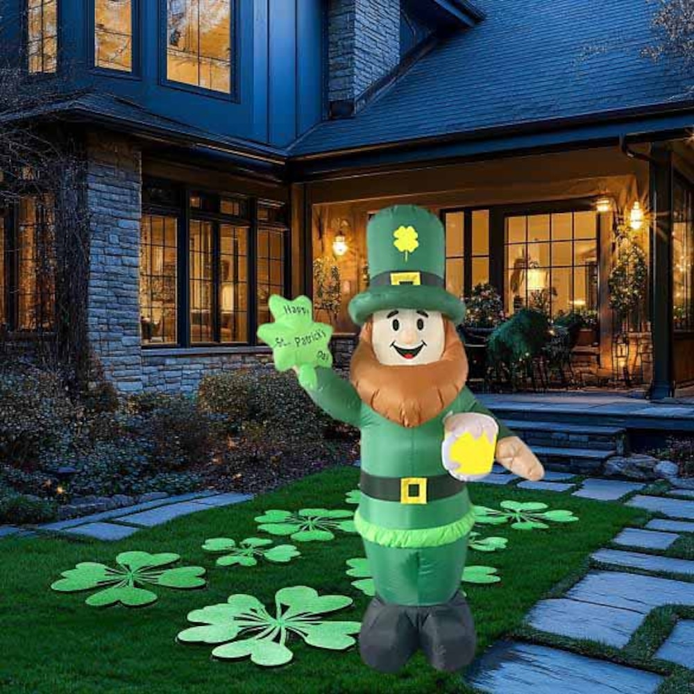 1 Stück 2,4 m/7,8 ft St. Patrick's Day Aufblasbares Luftmodell für ältere Menschen im Innenhof, Garten, Rasen, festliche Atmosphäre, Dekoration mit LED-Licht Lightinthebox