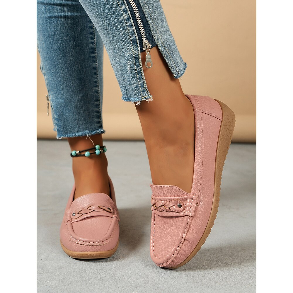 Damen Halbschuhe Klassische Loafer Weiche Schuhe Komfort Schuhe B¨¹ro Arbeit Täglich Flacher Absatz Spitze Zehe Brautkleider schlicht Komfort Minimalismus Kunstleder Halbschuhe Hellbraun Schwarz Weiß Lightinthebox