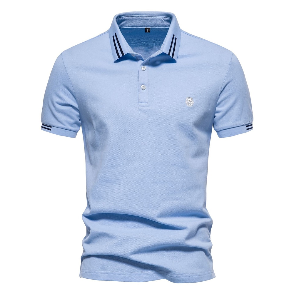 Herren Polo Polo Pullover Arbeit Geschäft Umlegekragen Kurzarm Modern Ausgefallene Gestreift Knopf Sommer Regular Fit Weiß Marineblau Blau Armeegrün Dunkelgray Polo Lightinthebox