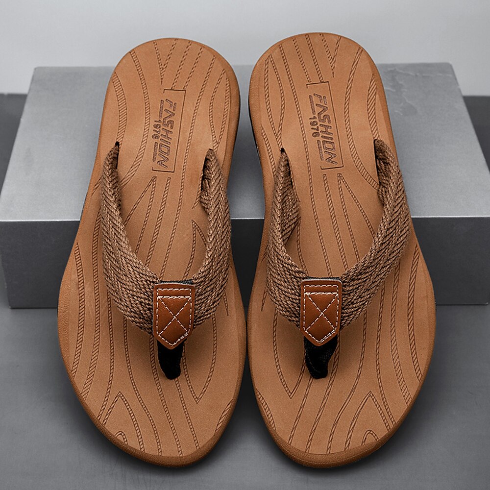 Freizeit-Flip-Flops für Herren - strapazierfähige strukturierte Sohle mit geflochtenen Riemen für Strand, Pool und den alltäglichen Sommergebrauch Lightinthebox
