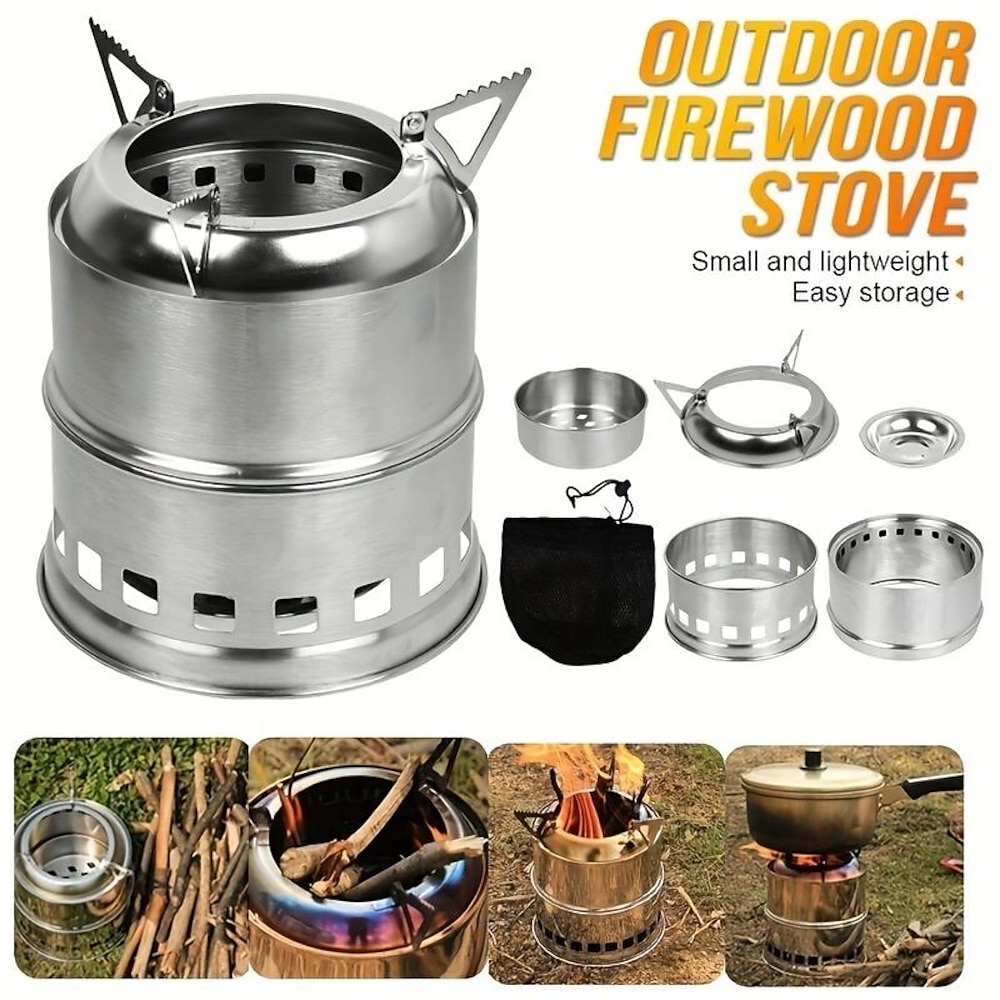 Outdoor-Heizung Outdoor-Campingkocher Campingkocher Holzvergaser Herd Ofen Holzofen Edelstahl Picknick Wandern Camping Lightinthebox