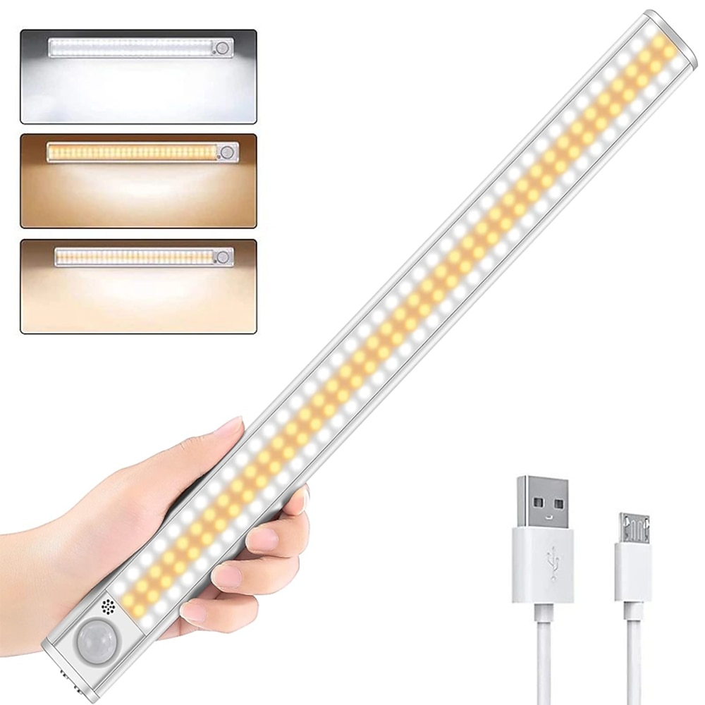 1 LED-Schrankbeleuchtung - Bewegungsmelder unter dem Schrank, per USB aufladbare Nachtlampe, dimmbare Innenbeleuchtung für Küche, Kleiderschrank Treppe 80/120/160 LEDs Lightinthebox