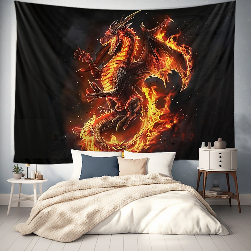 Wandteppich mit Tiermotiv, Drachen- und Feuermotiv, Wandkunst, großer Wandteppich, Wanddeko, Fotohintergrund, Decke, Vorhang, Heim, Schlafzimmer, Wohnzimmer, Dekoration Lightinthebox