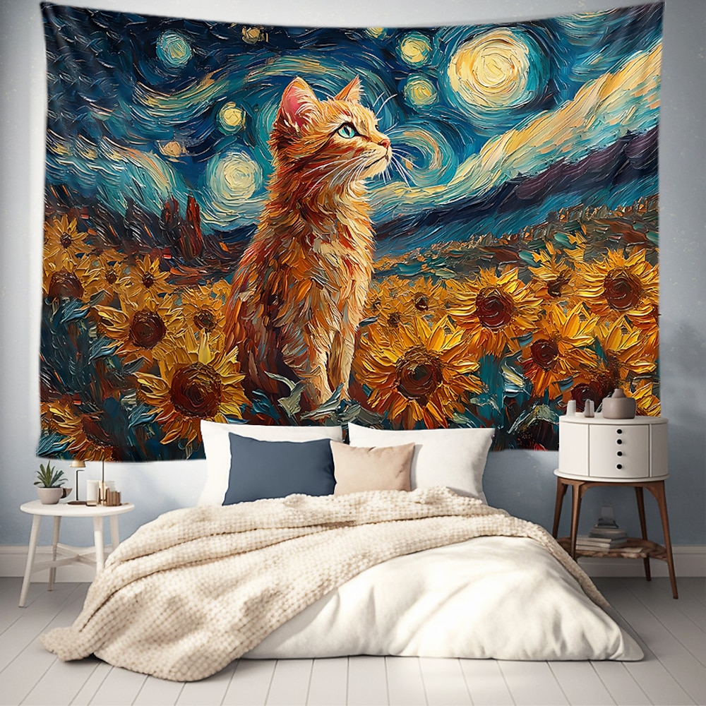 Kunst Wandteppich im Van Gogh Stil, großer Wandteppich, Wanddeko, Fotohintergrund, Decke, Vorhang, Heim, Schlafzimmer, Wohnzimmer, Dekoration Lightinthebox