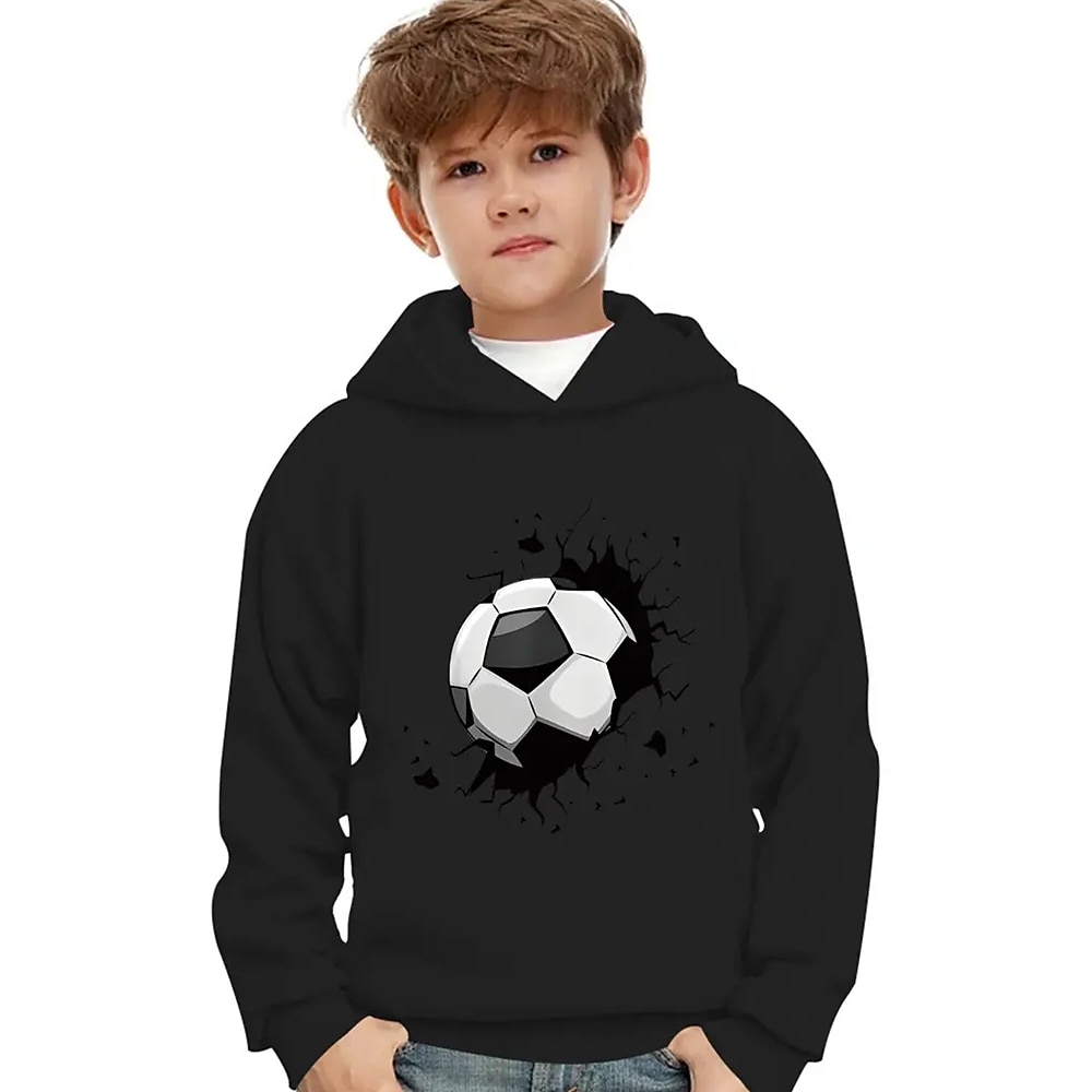 Jungen 3D Fußball Kapuzenshirt Langarm Herbst Winter Modisch Basic kinderkleidung 4-12 Jahre Mit Kapuze Outdoor Casual Täglich Regular Fit Lightinthebox