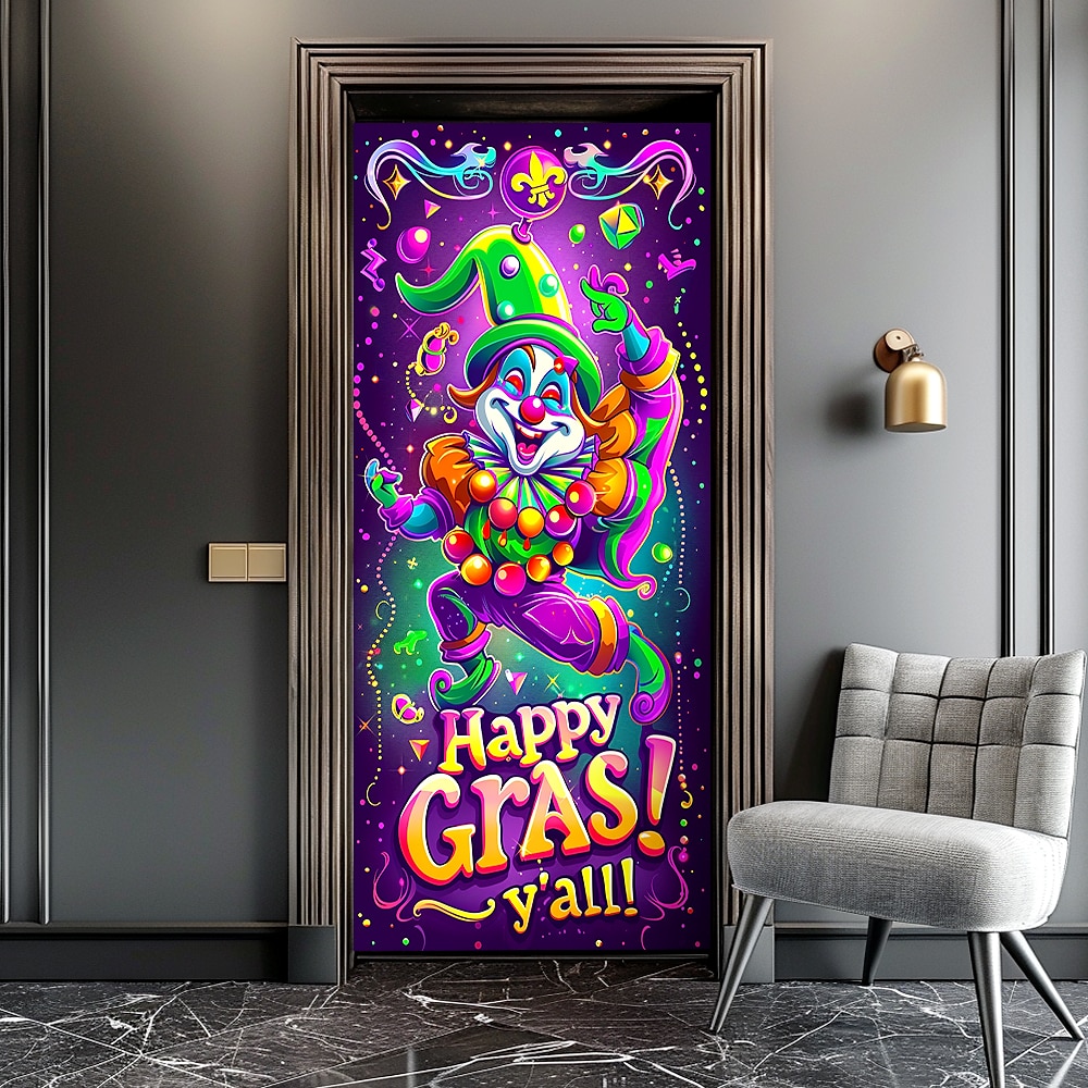 Karneval Mardi Gras Türdekorationen Türbezüge Maske Tür Gobelin Türvorhang Dekoration Kulisse Indoor/Outdoor Türbanner für Haustür Bauernhaus Lightinthebox