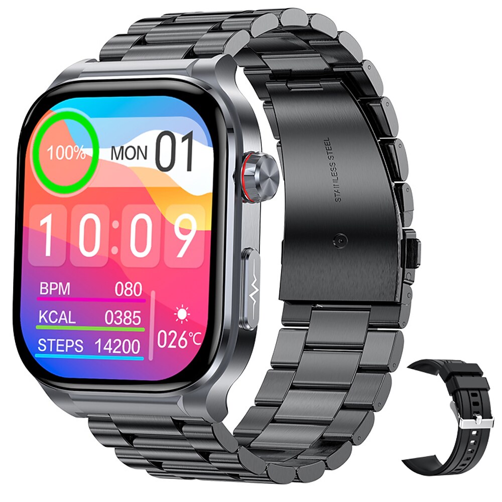 iMosi ET588 Smartwatch 1.96 Zoll Smartwatch Fitnessuhr Bluetooth EKG PPG Temperaturüberwachung Schrittzähler Kompatibel mit Android iOS Damen Herren Freisprechanlage Wasserdicht Mediensteuerung IP68 Lightinthebox