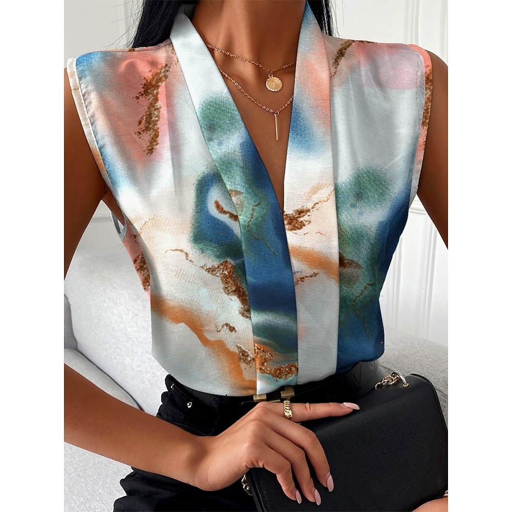 Damen Camisole Tank Top Ombre Blumen Grafik Stilvoll Casual Ärmellos V-Ausschnitt Reguläre Oberteile Tägliche Druck Weiß Blau Braun Khaki Sommer Frühling Lightinthebox