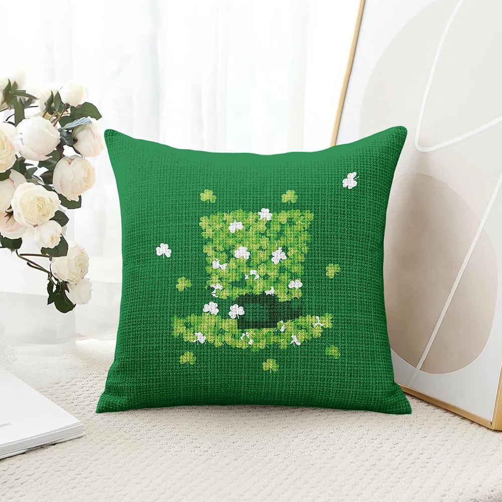 Dekorativer Kissenbezug zum St. Patrick's Day, 1 Stück, grün, irischer weicher quadratischer Sofakissenbezug für Schlafzimmer, Wohnzimmer, Sofa, Stuhl Lightinthebox