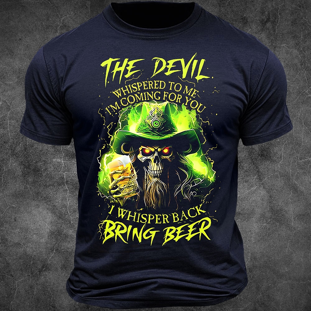 St. Patricks Day Herren Totenkopf Motiv Vierblättriges Kleeblatt Bier T Shirt T-Shirt 100% Baumwolle Kurzarm Grafik Hemd Weiß Armeegrün Dunkelblau Bequemes T-Shirt Urlaub Strasse Modedesigner-Kleidung Lightinthebox